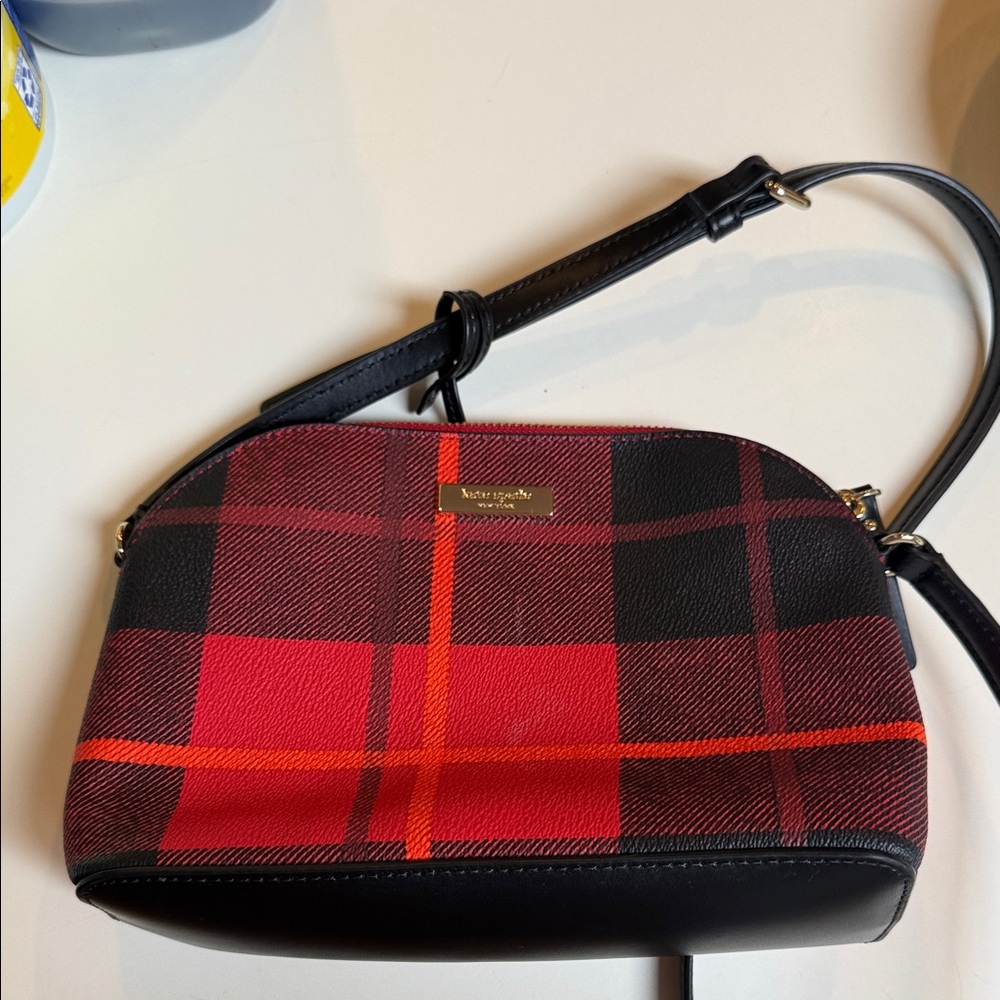 Kate Spade Red and Black Plaid Crossbody Bag